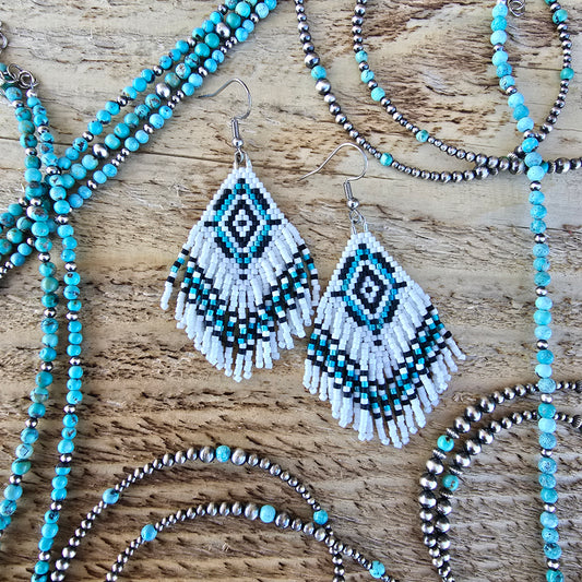 Mini Fringe Earrings "Turquoise Cowgirl"