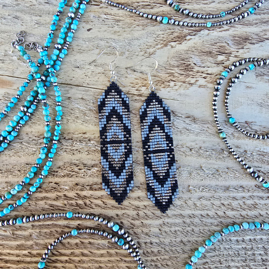 Beaded Cinch Earrings "Dark Night"