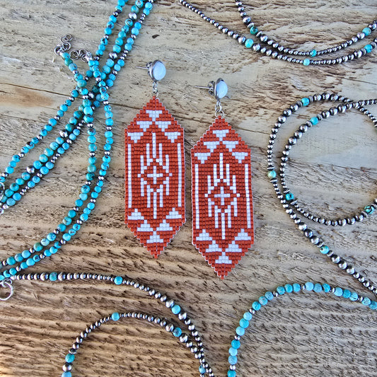 Thick Cinch Beaded Earrings "Terra Cotta"