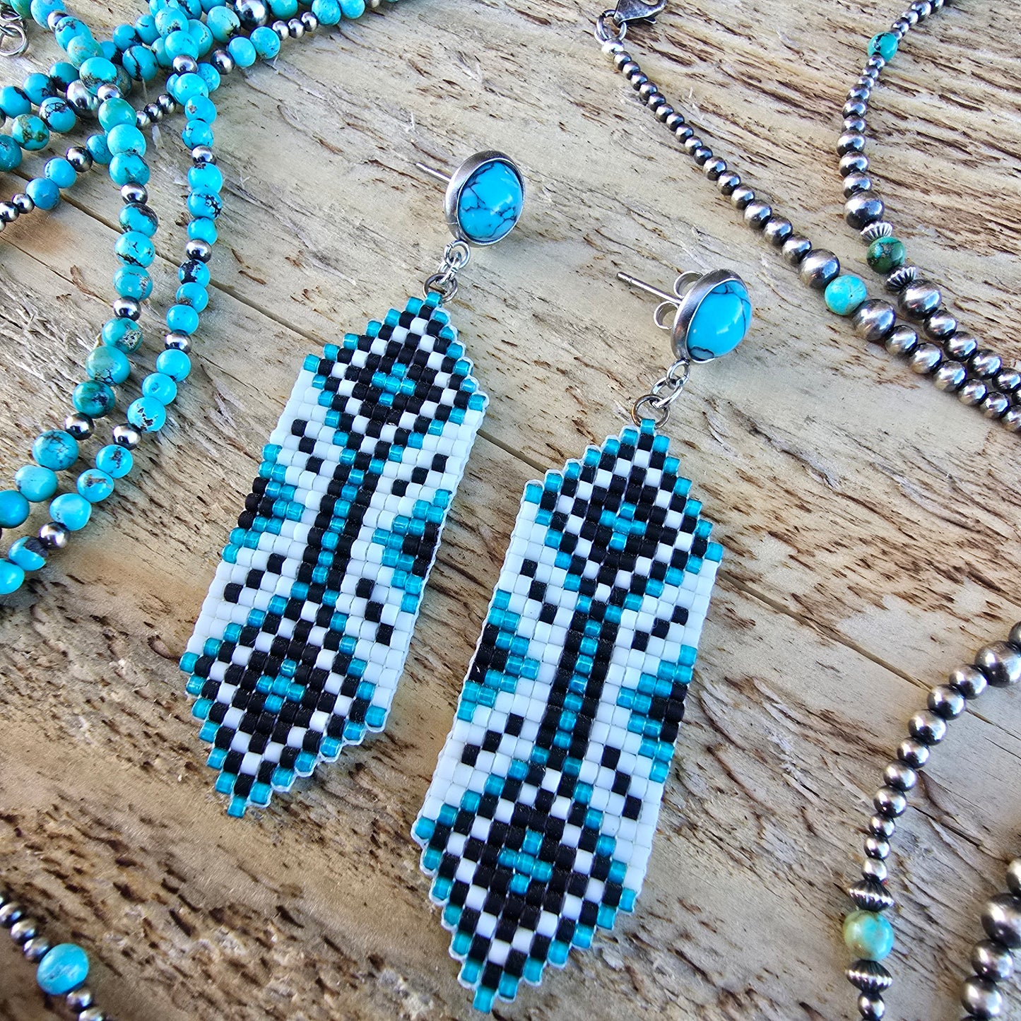 Mini Cinch Beaded Earrings "Turquoise Cowgirl"