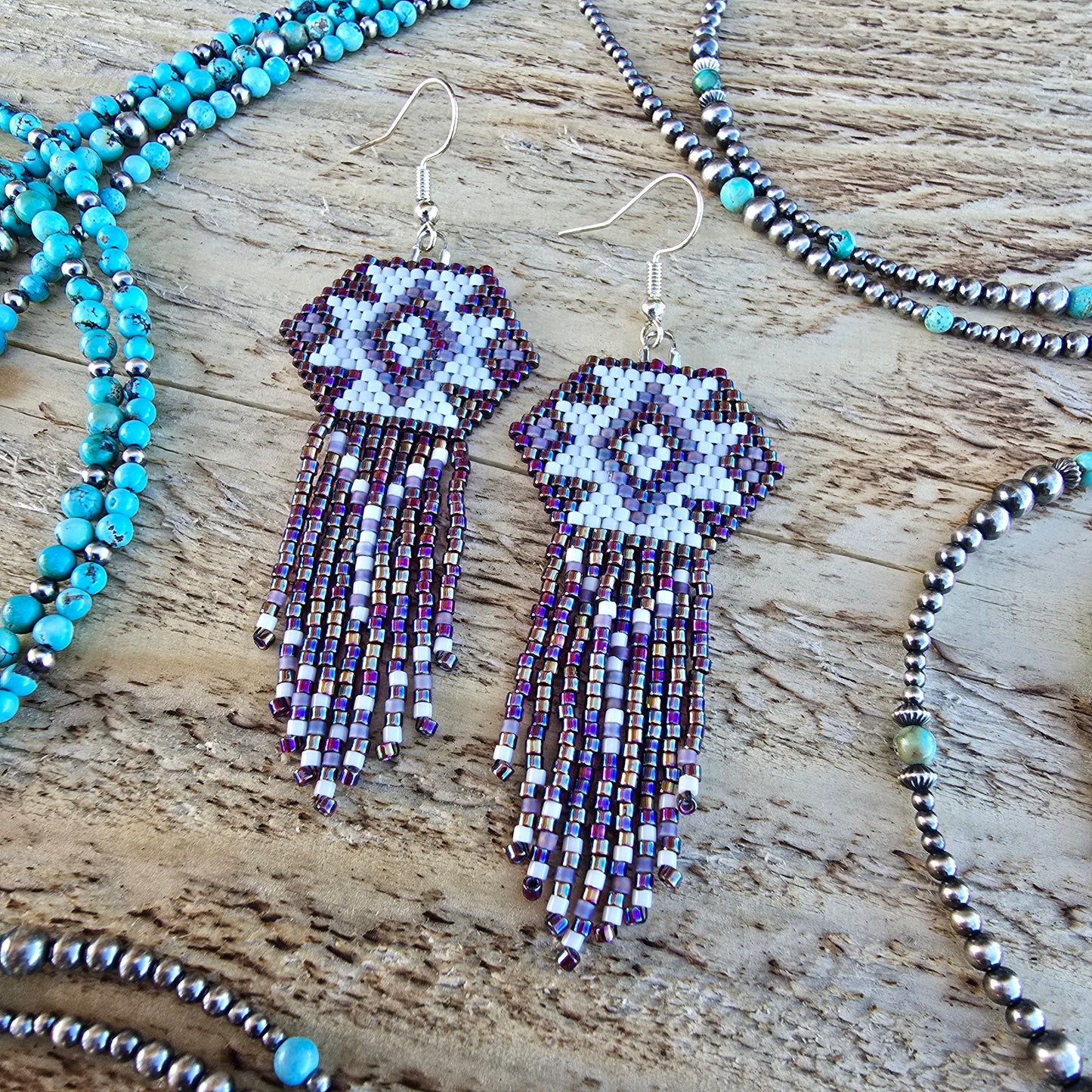 Fringe Earrings - "Shimmery Purple"