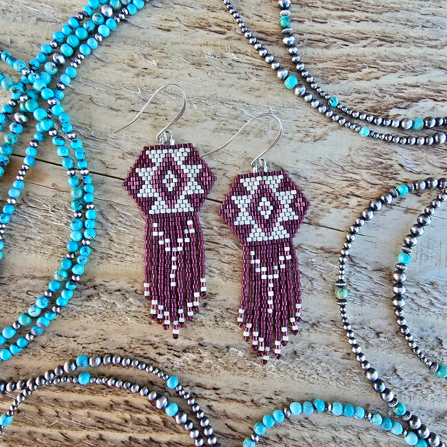 Fringe Earrings - "Deep Red"