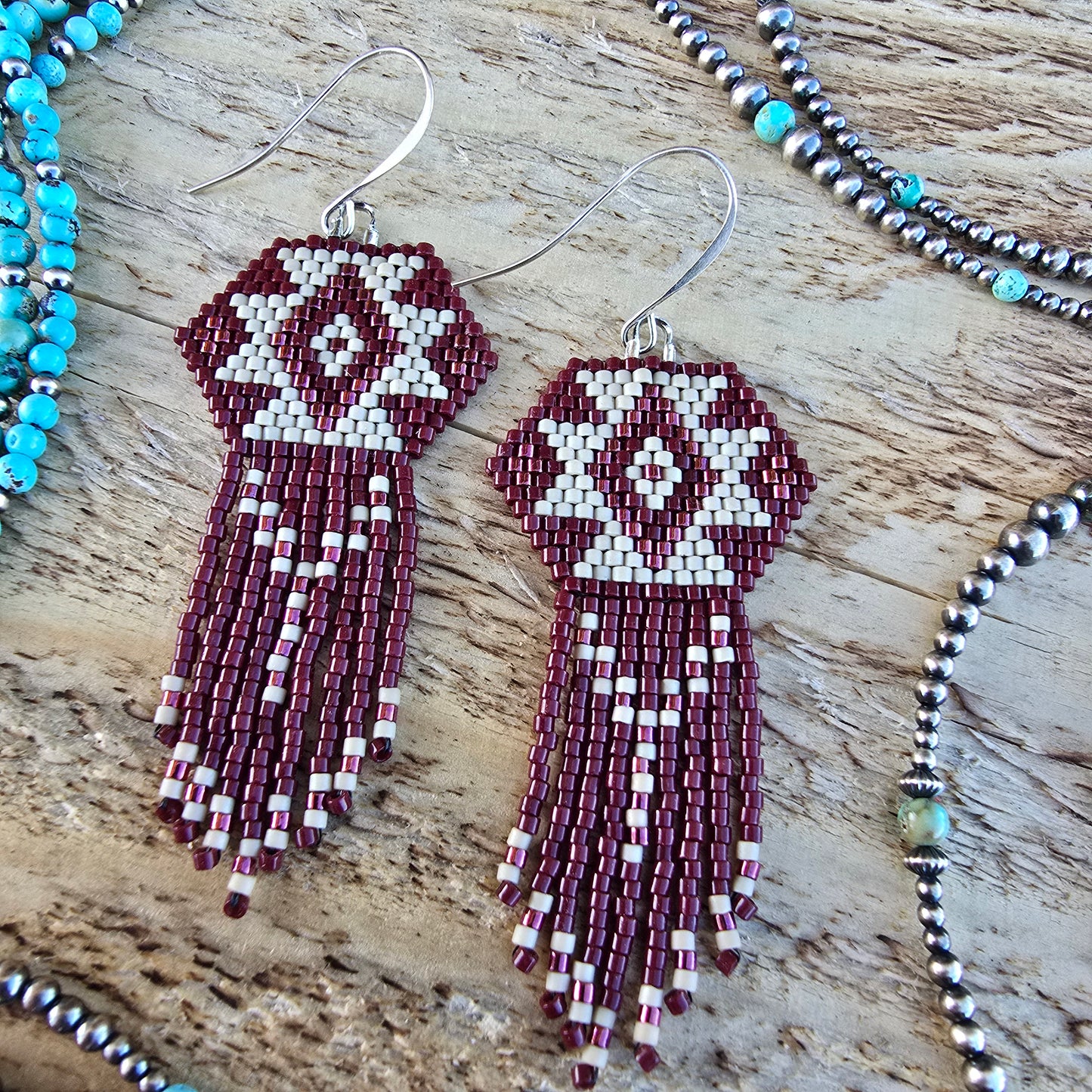 Fringe Earrings - "Deep Red"