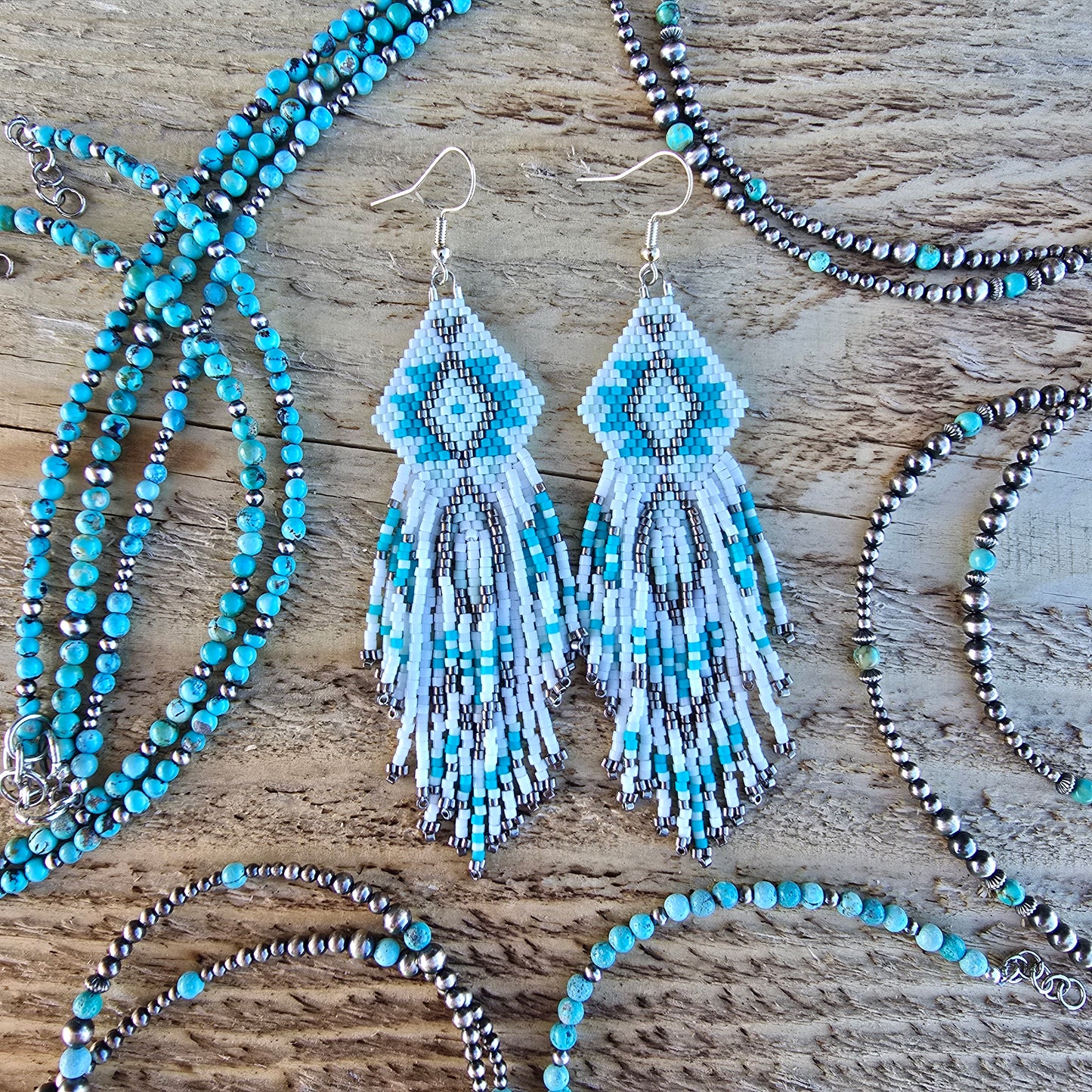 Fringe Earrings "Turquoise Pop"