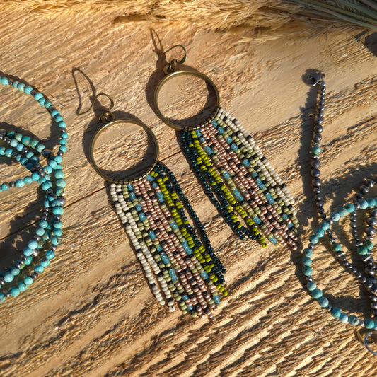 Rainbow Trout Fringe Earrings