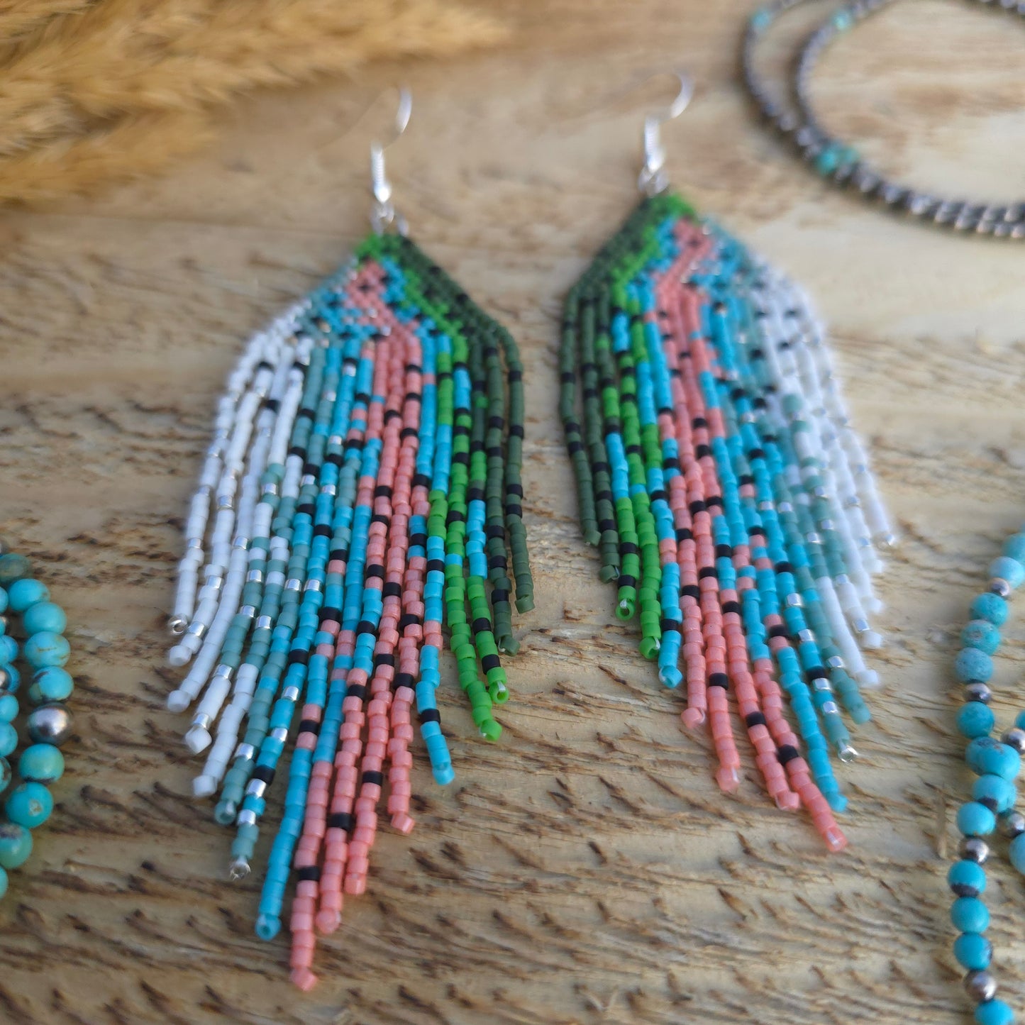 Rainbow Trout Fringe Earrings