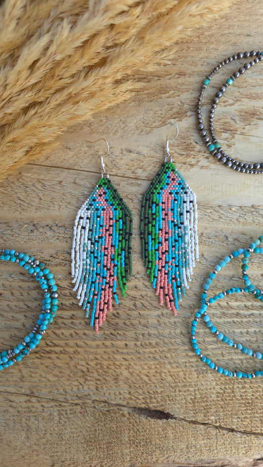 Rainbow Trout Fringe Earrings