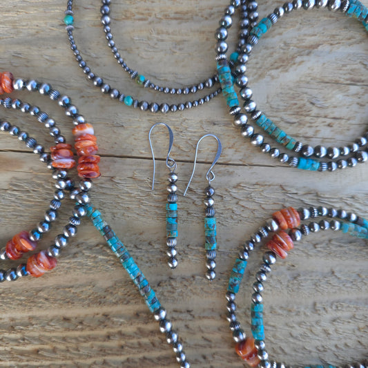 Turquoise and Navajo Pearl Earrings