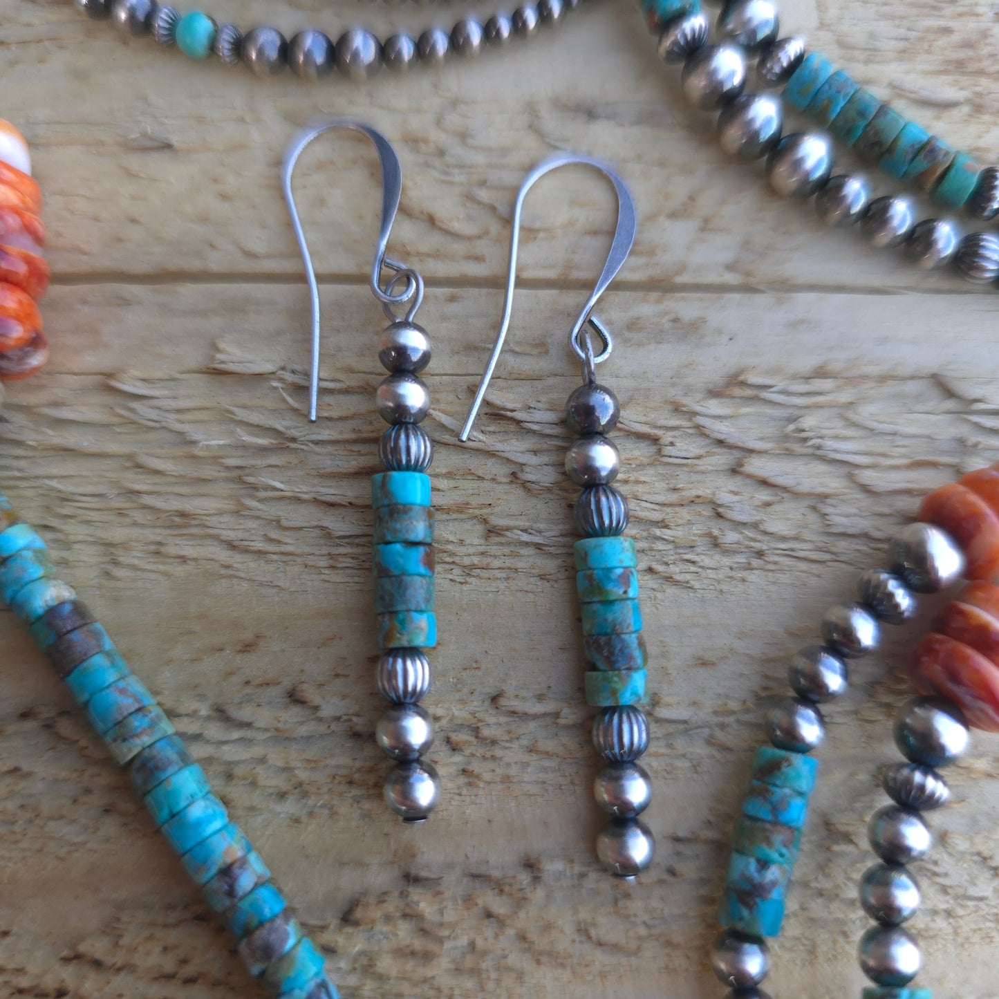 Turquoise and Navajo Pearl Earrings