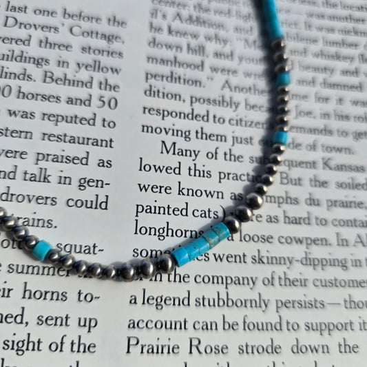 Navajo Pearl and Sleeping Beauty Turquoise Necklace (16")