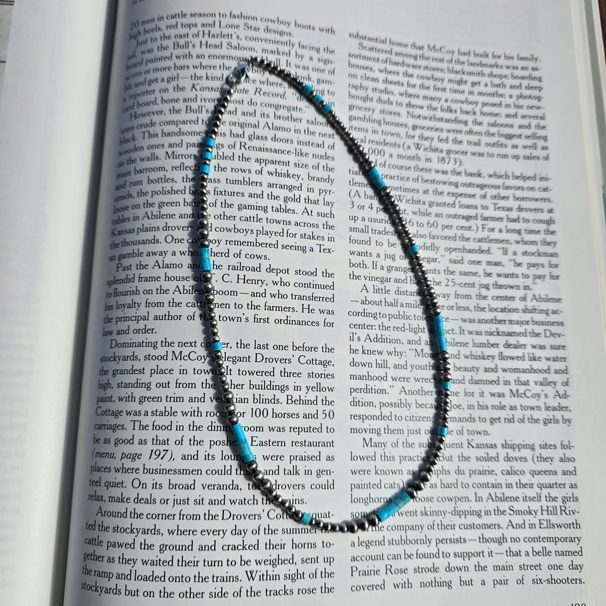 Navajo Pearl and Sleeping Beauty Turquoise Necklace (16")