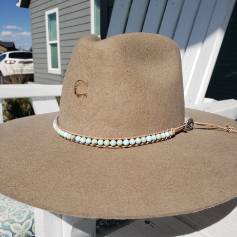 Hatband - Leather Wrap Robin's Egg