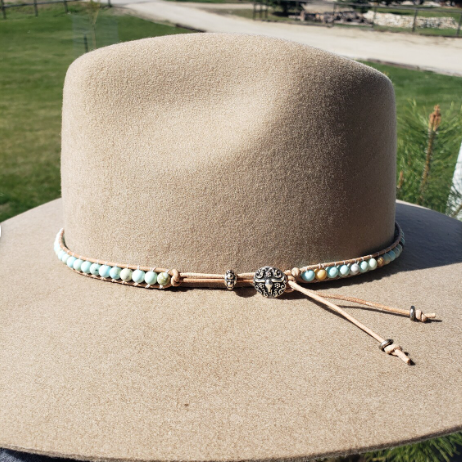 Hatband - Leather Wrap Robin's Egg