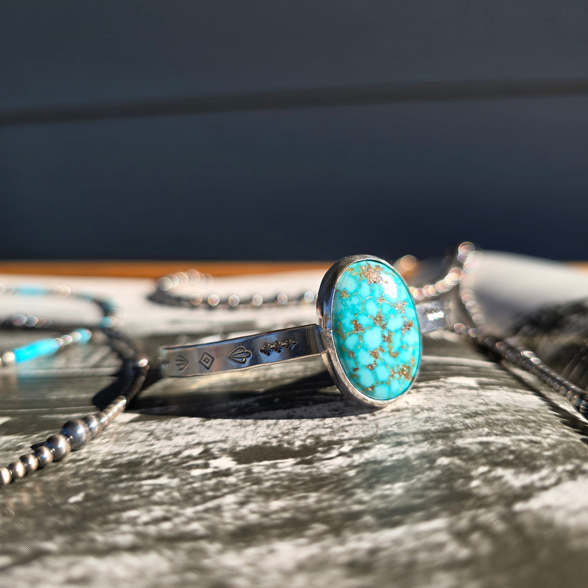 Turquoise Mountain Stamped Cuff