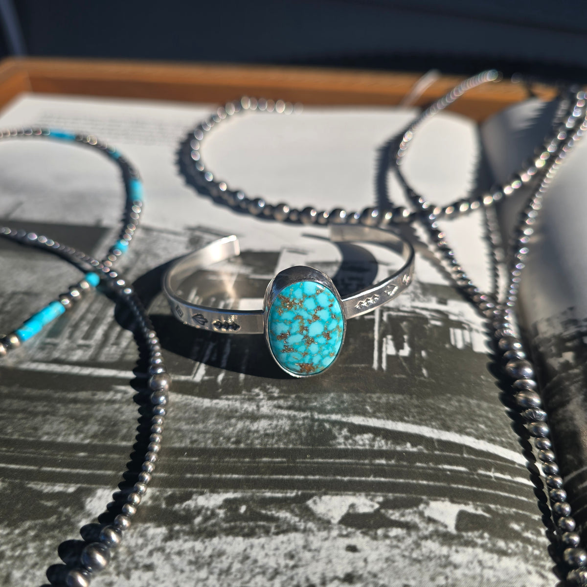 Turquoise Mountain Stamped Cuff