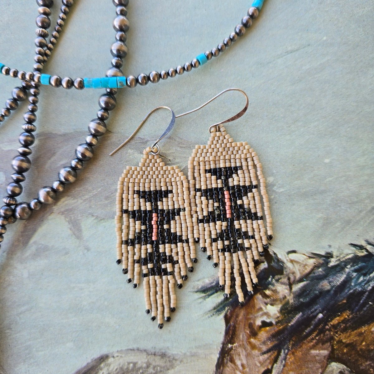 Mini Fringe Earrings "Desert Rose"