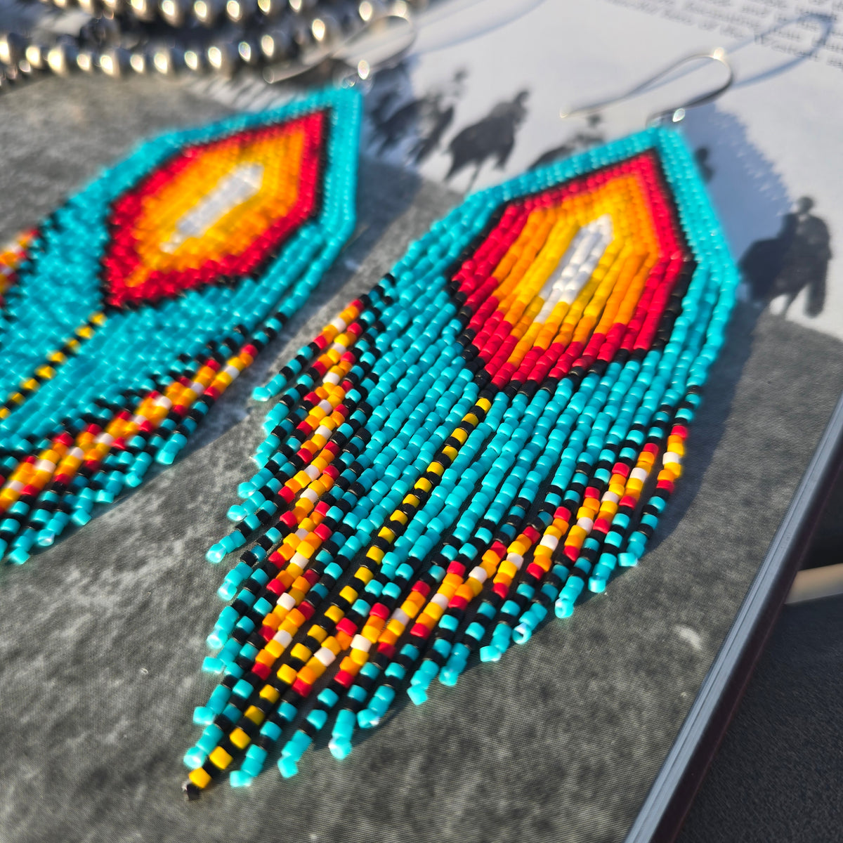 Large Fringe Earrings - "Serape Sky"