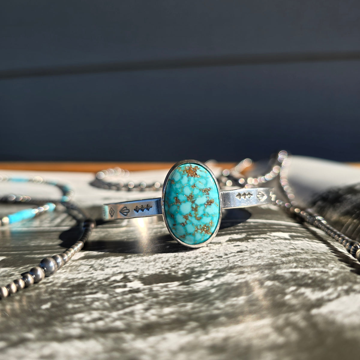 Turquoise Mountain Stamped Cuff